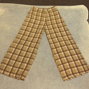 Plaid straight cut pants tan and brow size medium from Miss Love
